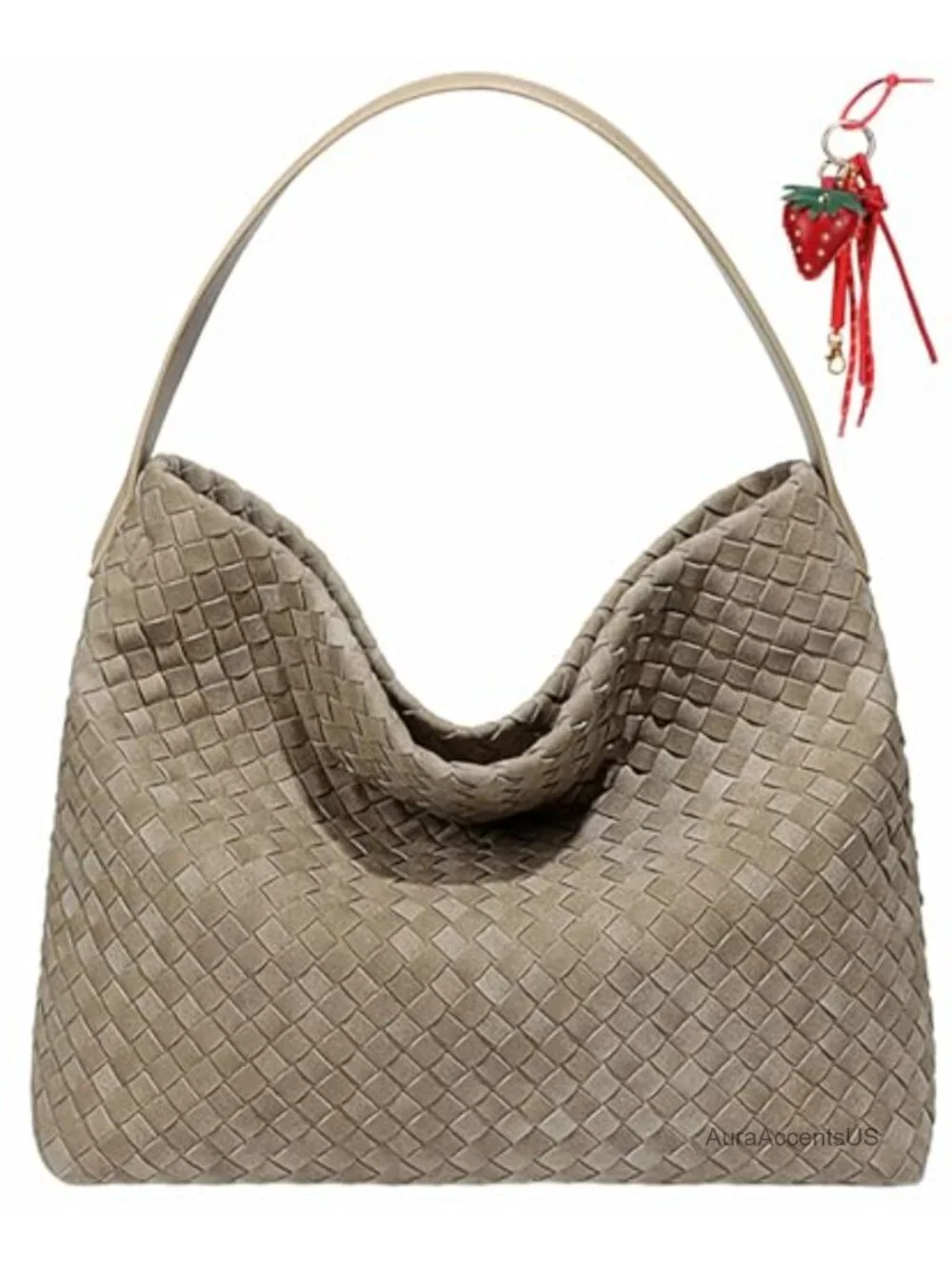 Woven Suede Shoulder Bag Hobo Tote Satchel Crossbody Handbag